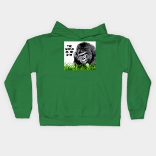 Gorilla with Attitude - The World is my Gym Kids Hoodie